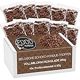 FOOD crew 900g belgische Schokolade für Fondue Vollmilch - Schokolade für Schokobrunnen – Schoko Kuvertüre Drops - 10 Portionsbeutel einzeln verpackt – Vollmilch Kuvertüre